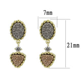 Flash Gold+E-coating Brass Earring with Druzy in MultiColor