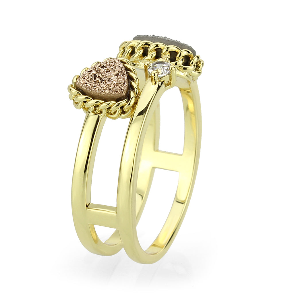 Flash Gold+E-coating Brass Ring with Druzy in Multi Color