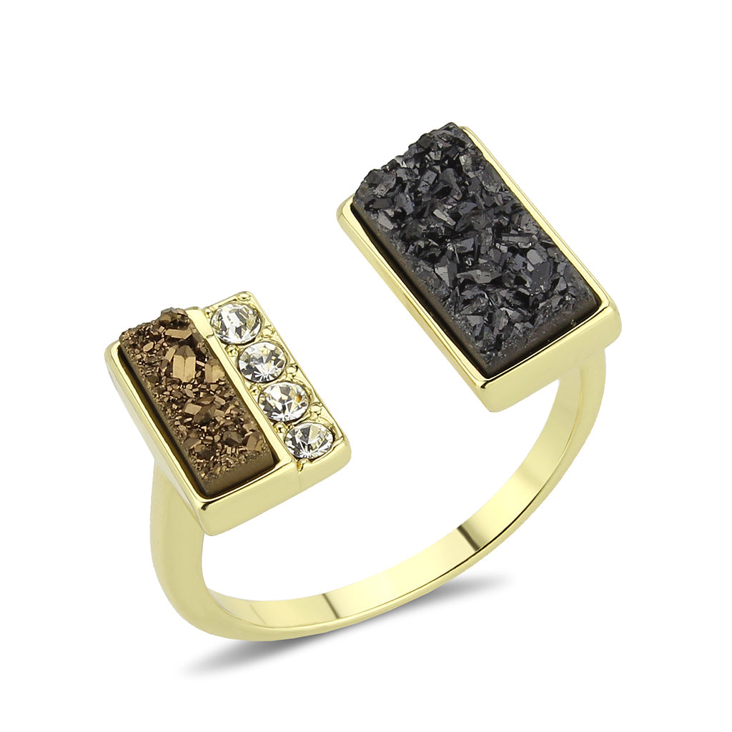 Flash Gold+E-coating Brass Ring with Druzy in MultiColor
