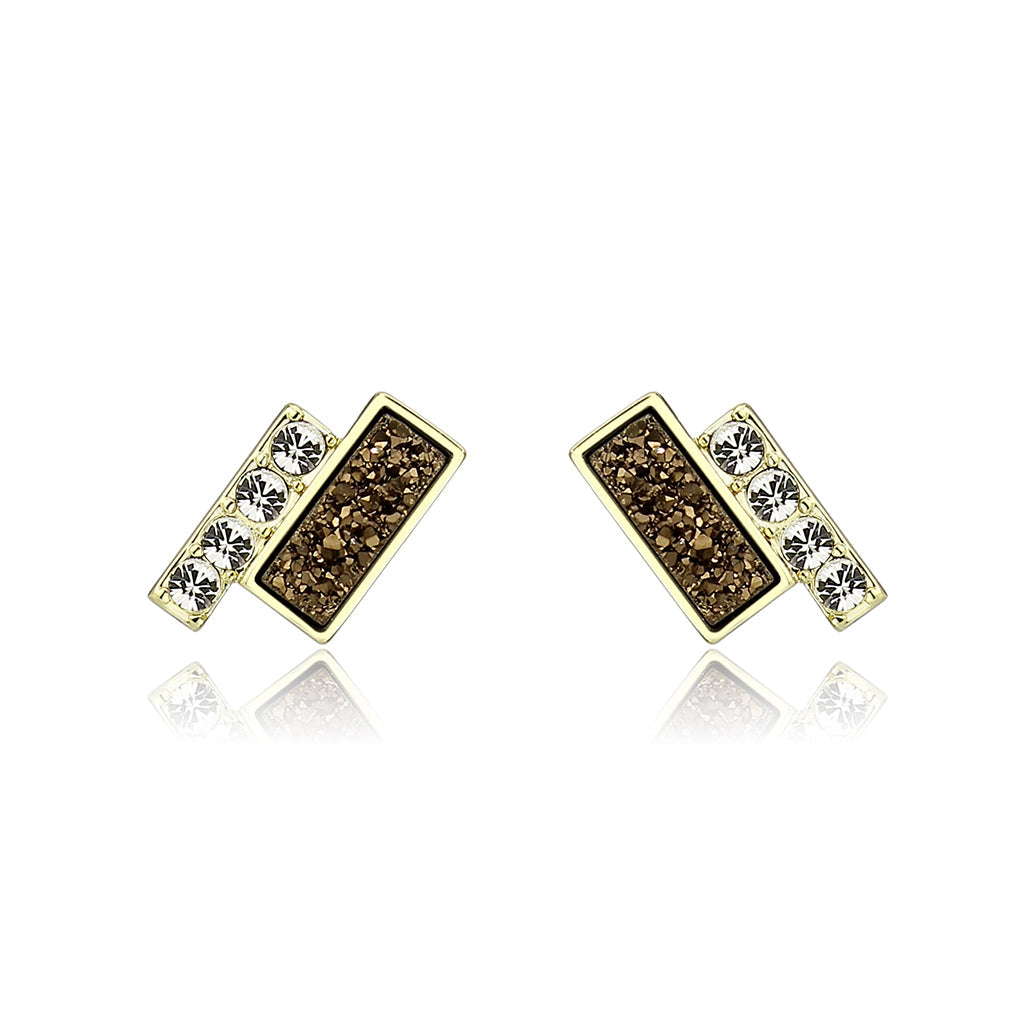 Flash Gold+E-coating Brass Earring with Druzy in Multi Color
