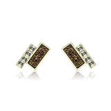 Flash Gold+E-coating Brass Earring with Druzy in Multi Color