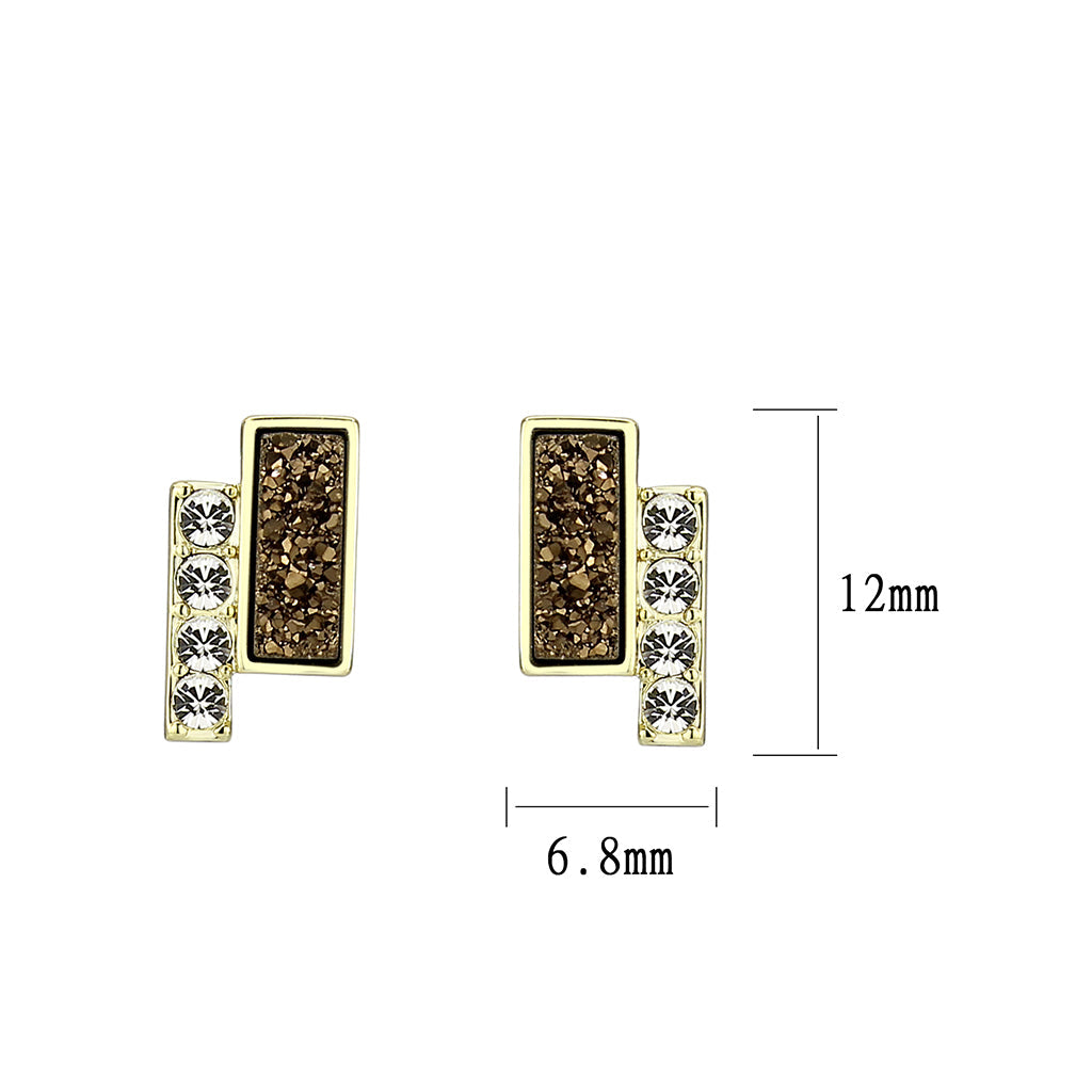 Flash Gold+E-coating Brass Earring with Druzy in Multi Color