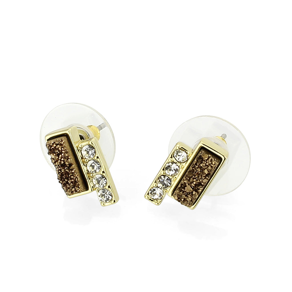 Flash Gold+E-coating Brass Earring with Druzy in Multi Color
