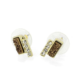 Flash Gold+E-coating Brass Earring with Druzy in Multi Color