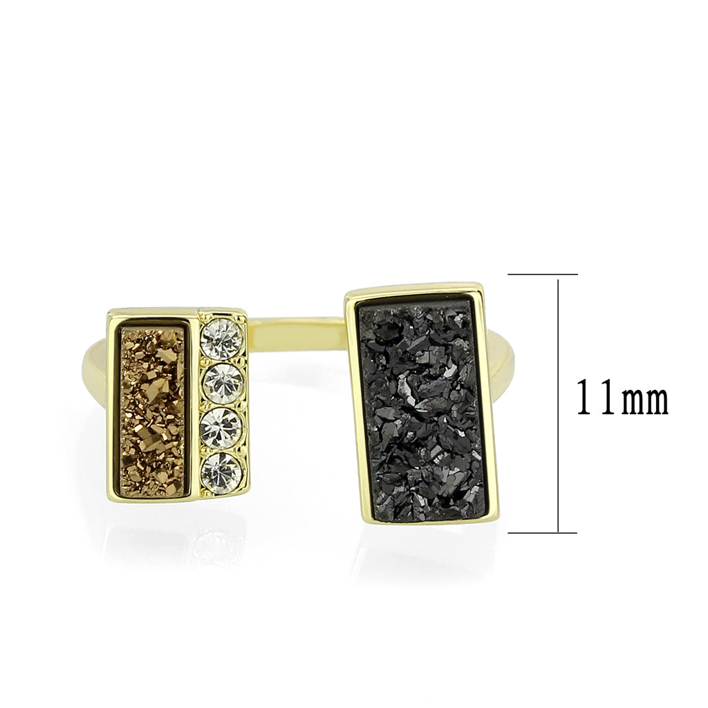 Flash Gold+E-coating Brass Ring with Druzy in MultiColor