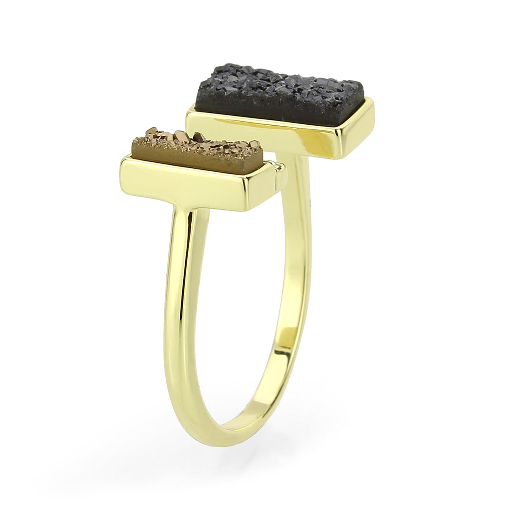 Flash Gold+E-coating Brass Ring with Druzy in MultiColor