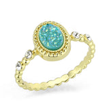 Flash Gold+E-coating Brass Ring with Druzy in SeaBlue