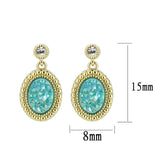 Flash Gold+E-coating Brass Earring with Druzy in Sea Blue