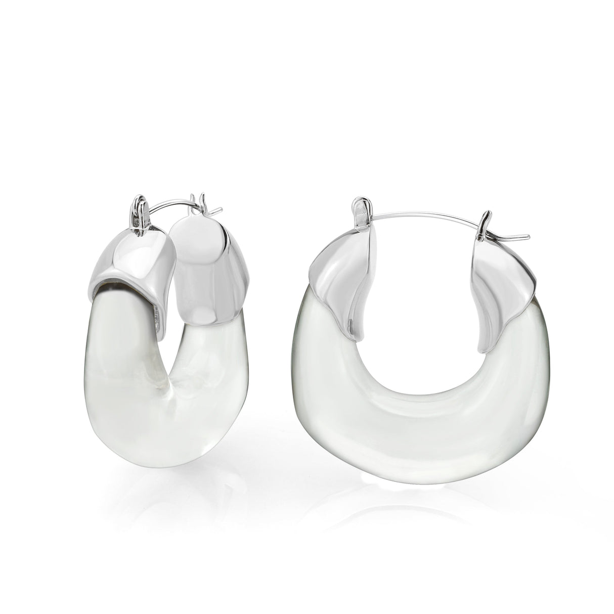 Imitation Rhodium Brass Earring with Synthetic in Clear