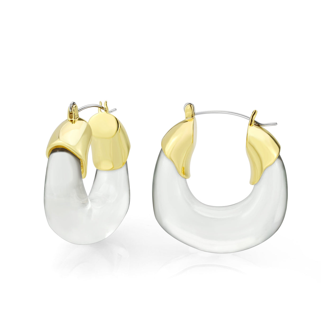 Flash Gold Brass Earring with Synthetic in Clear