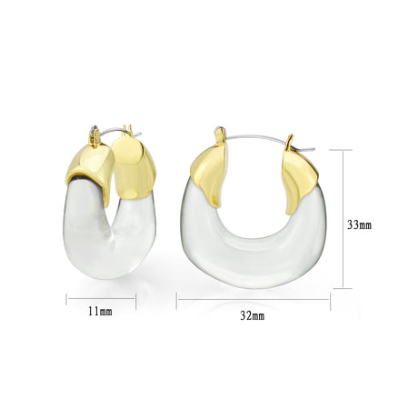 Flash Gold Brass Earring with Synthetic in Clear