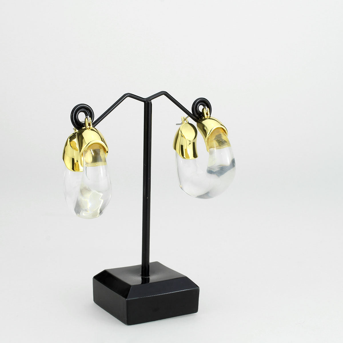 Flash Gold Brass Earring with Synthetic in Clear