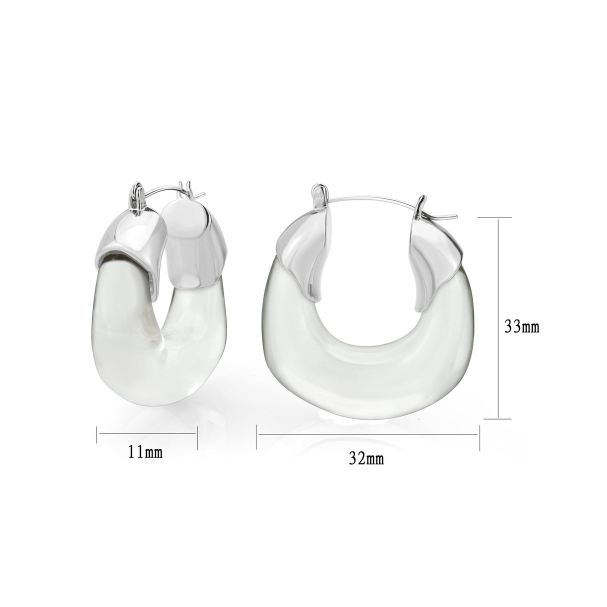 Imitation Rhodium Brass Earring with Synthetic in Clear