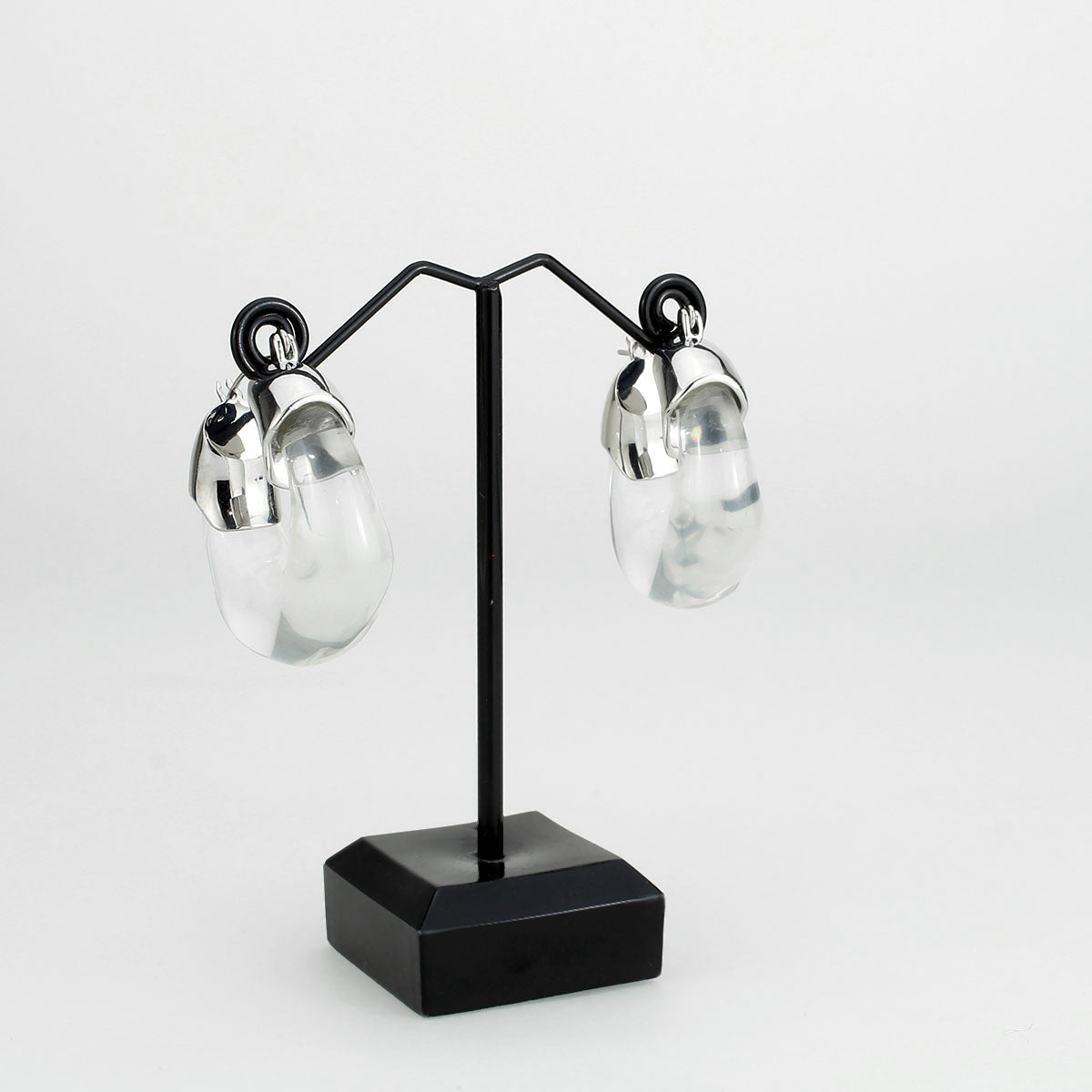 Imitation Rhodium Brass Earring with Synthetic in Clear