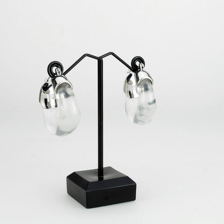 Imitation Rhodium Brass Earring with Synthetic in Clear