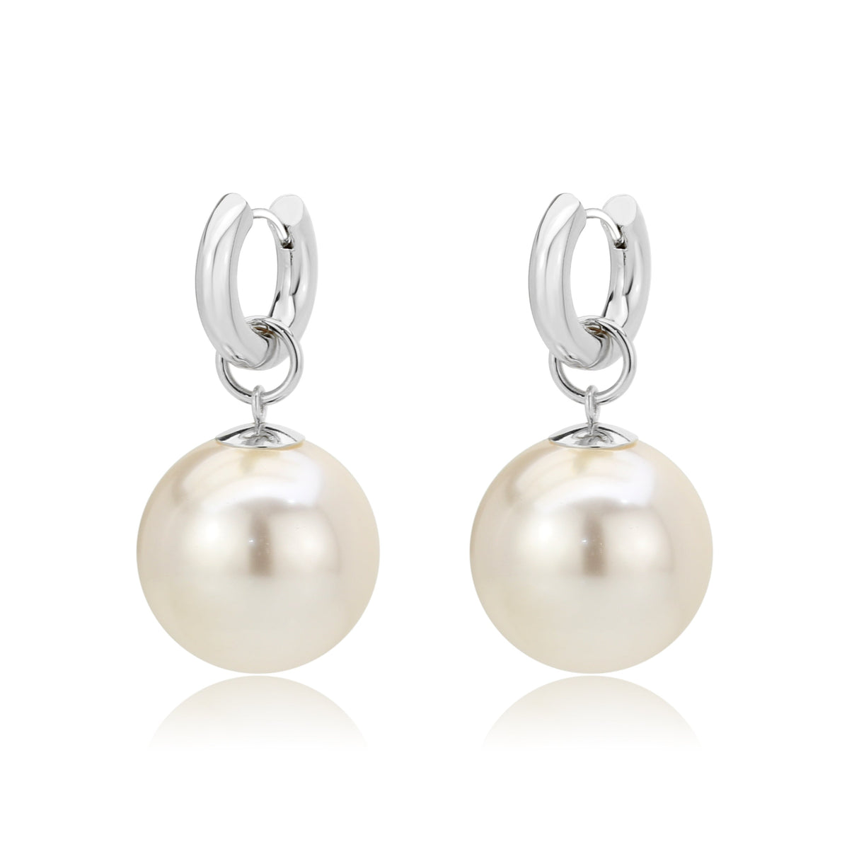 Imitation Rhodium Brass Earring with Synthetic in White