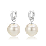 Imitation Rhodium Brass Earring with Synthetic in White