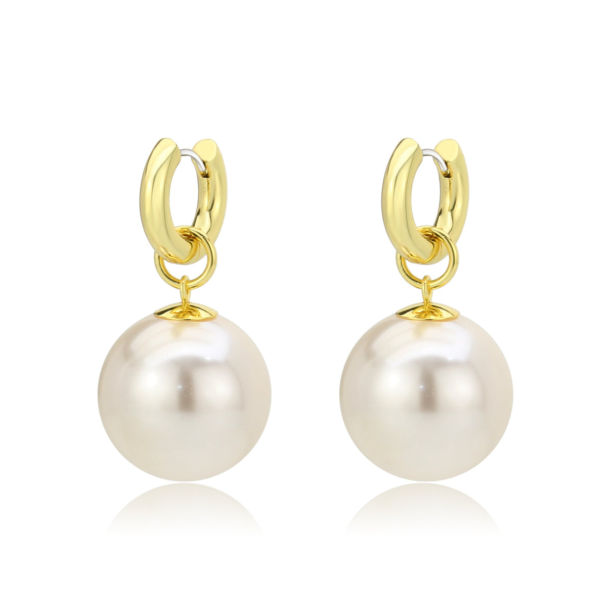 Flash Gold Brass Earring with Synthetic in White