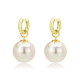 Flash Gold Brass Earring with Synthetic in White