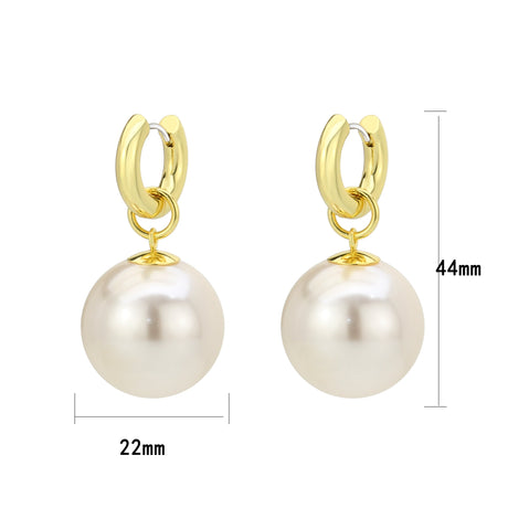Flash Gold Brass Earring with Synthetic in White