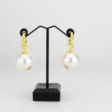 Flash Gold Brass Earring with Synthetic in White