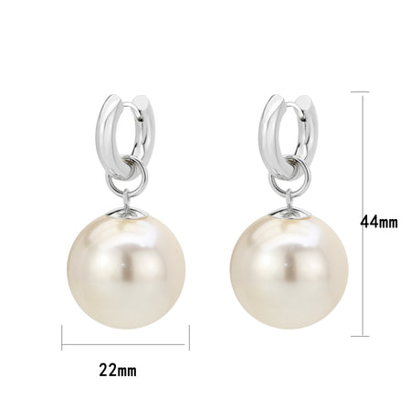 Imitation Rhodium Brass Earring with Synthetic in White