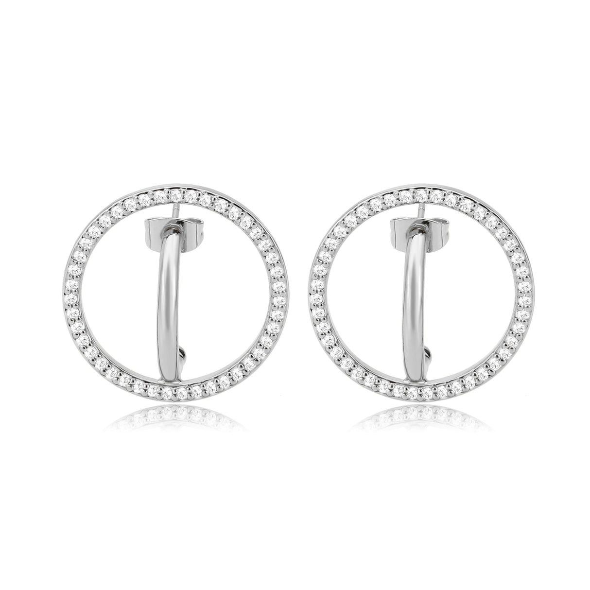 Imitation Rhodium Brass Earring with AAA Grade CZ in Clear
