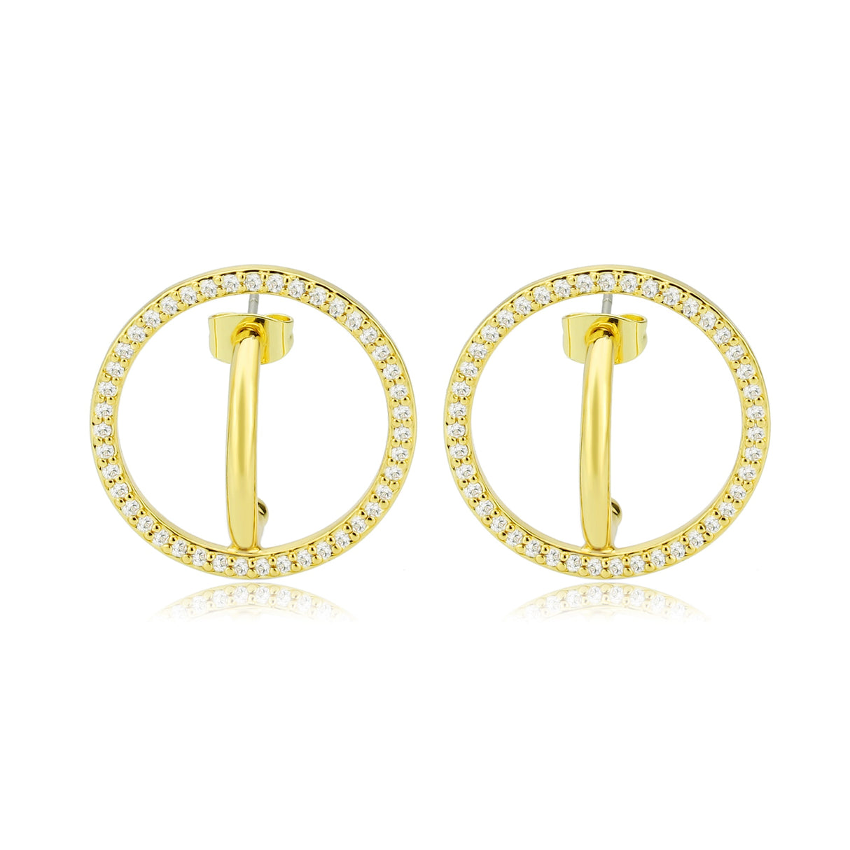 Flash Gold Brass Earring with AAA Grade CZ in Clear