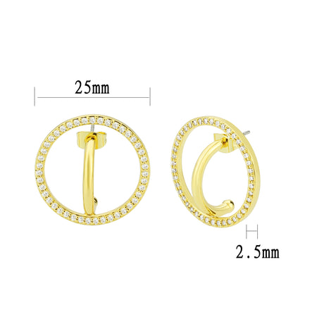 Flash Gold Brass Earring with AAA Grade CZ in Clear
