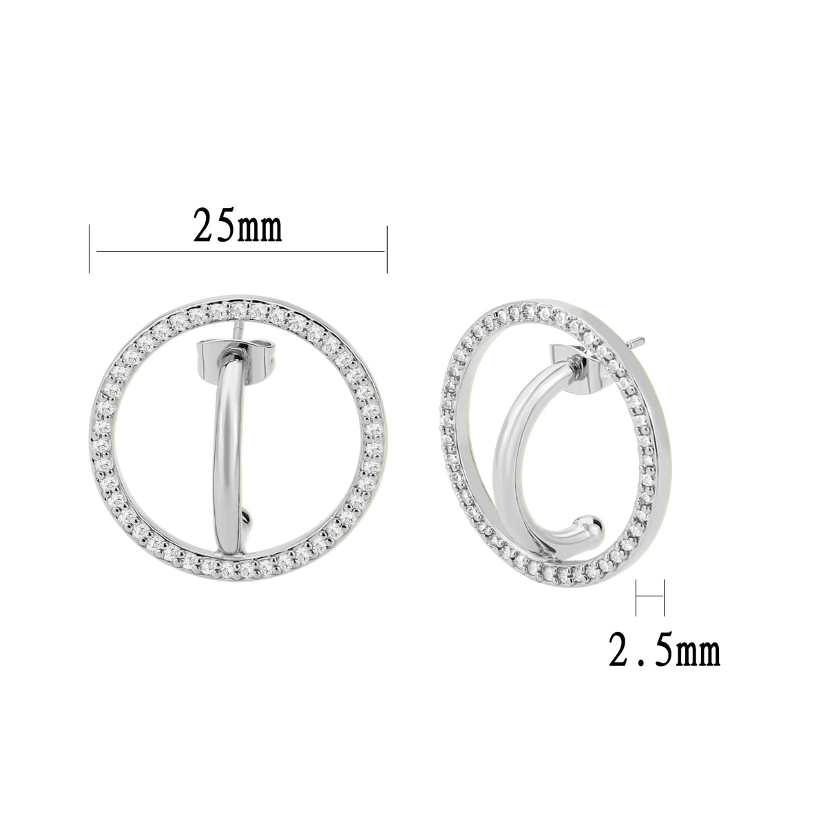 Imitation Rhodium Brass Earring with AAA Grade CZ in Clear