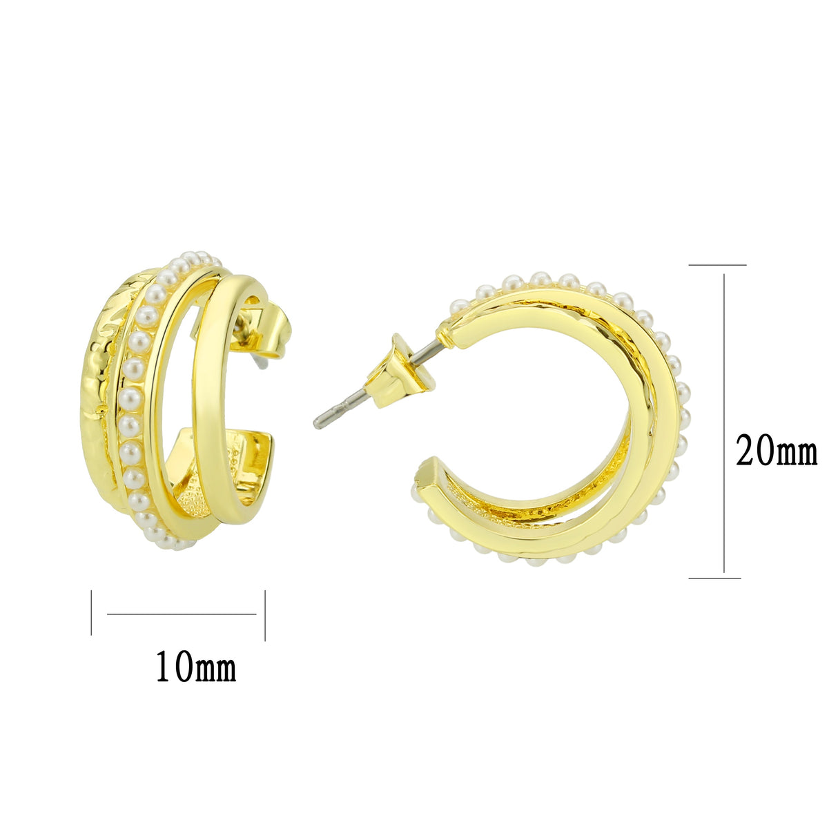 Flash Gold Brass Earring with Synthetic in White