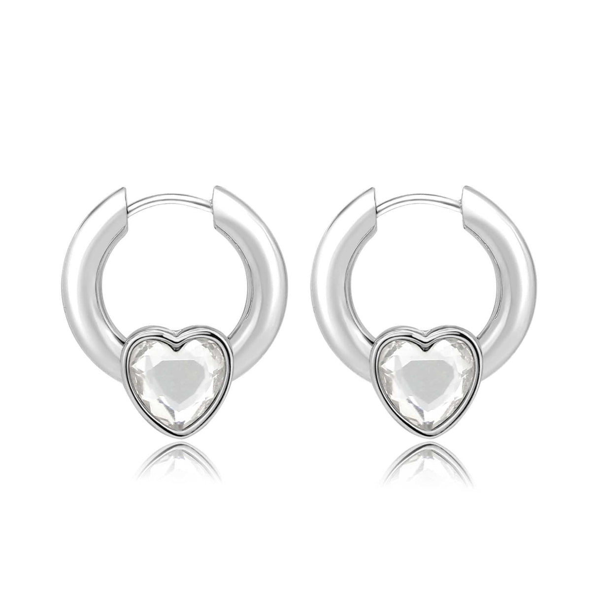 Imitation Rhodium Brass Earring with Top Grade Crystal in Clear