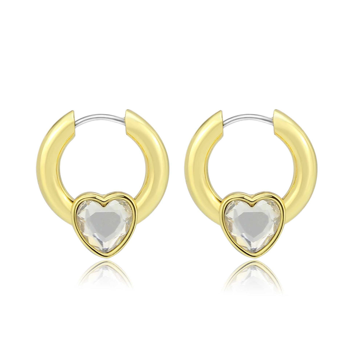 Flash Gold Brass Earring with Top Grade Crystal in Clear