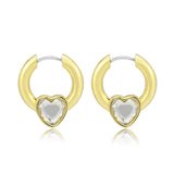 Flash Gold Brass Earring with Top Grade Crystal in Clear