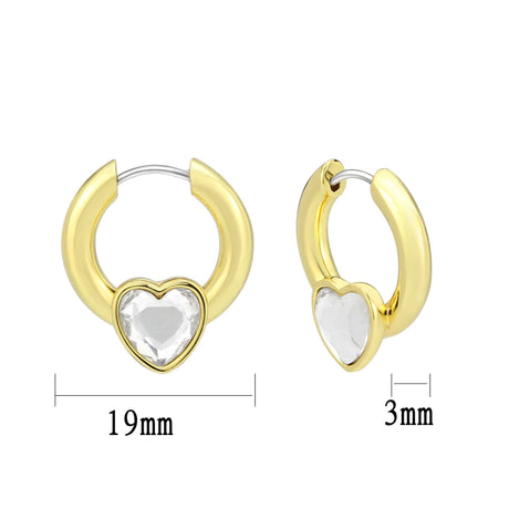Flash Gold Brass Earring with Top Grade Crystal in Clear