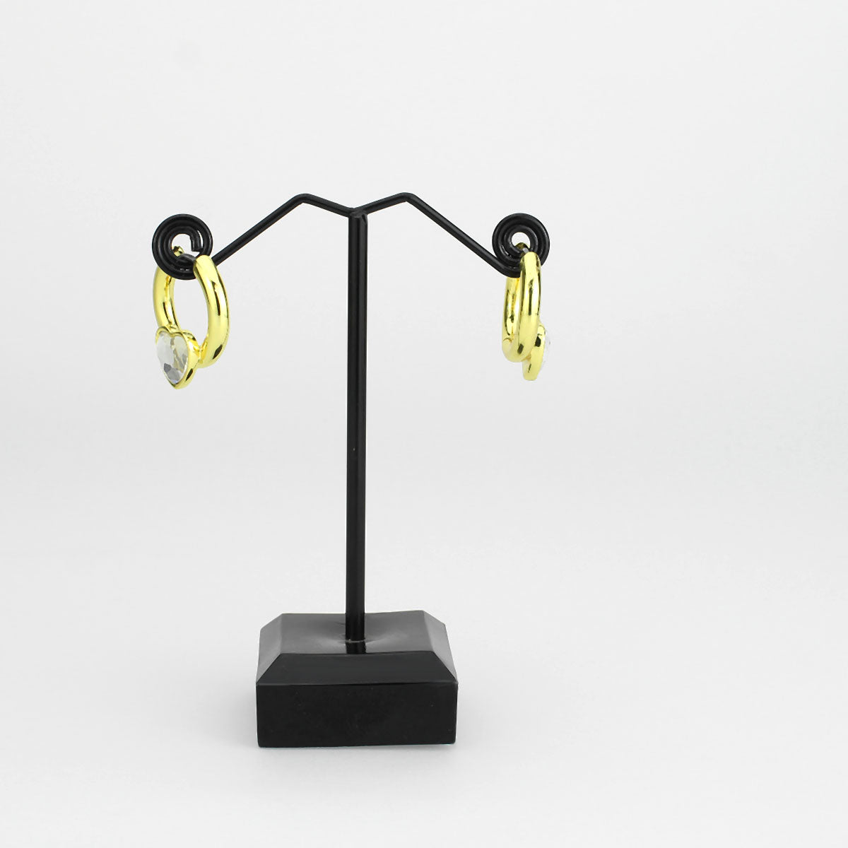 Flash Gold Brass Earring with Top Grade Crystal in Clear