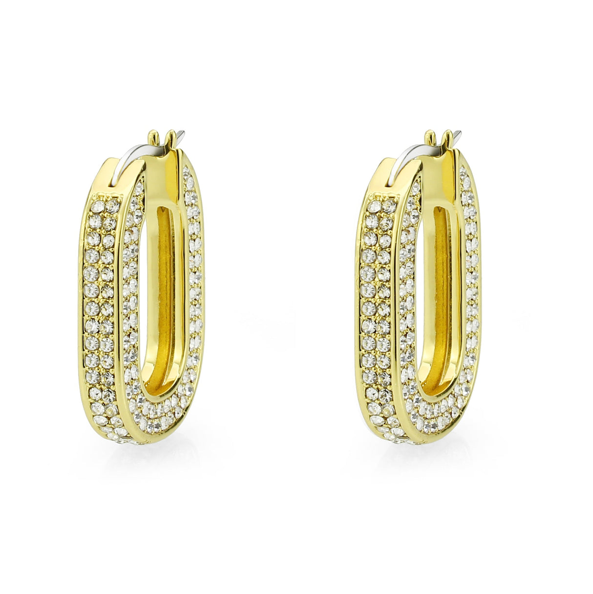 Flash Gold Brass Earring with Top Grade Crystal in Clear