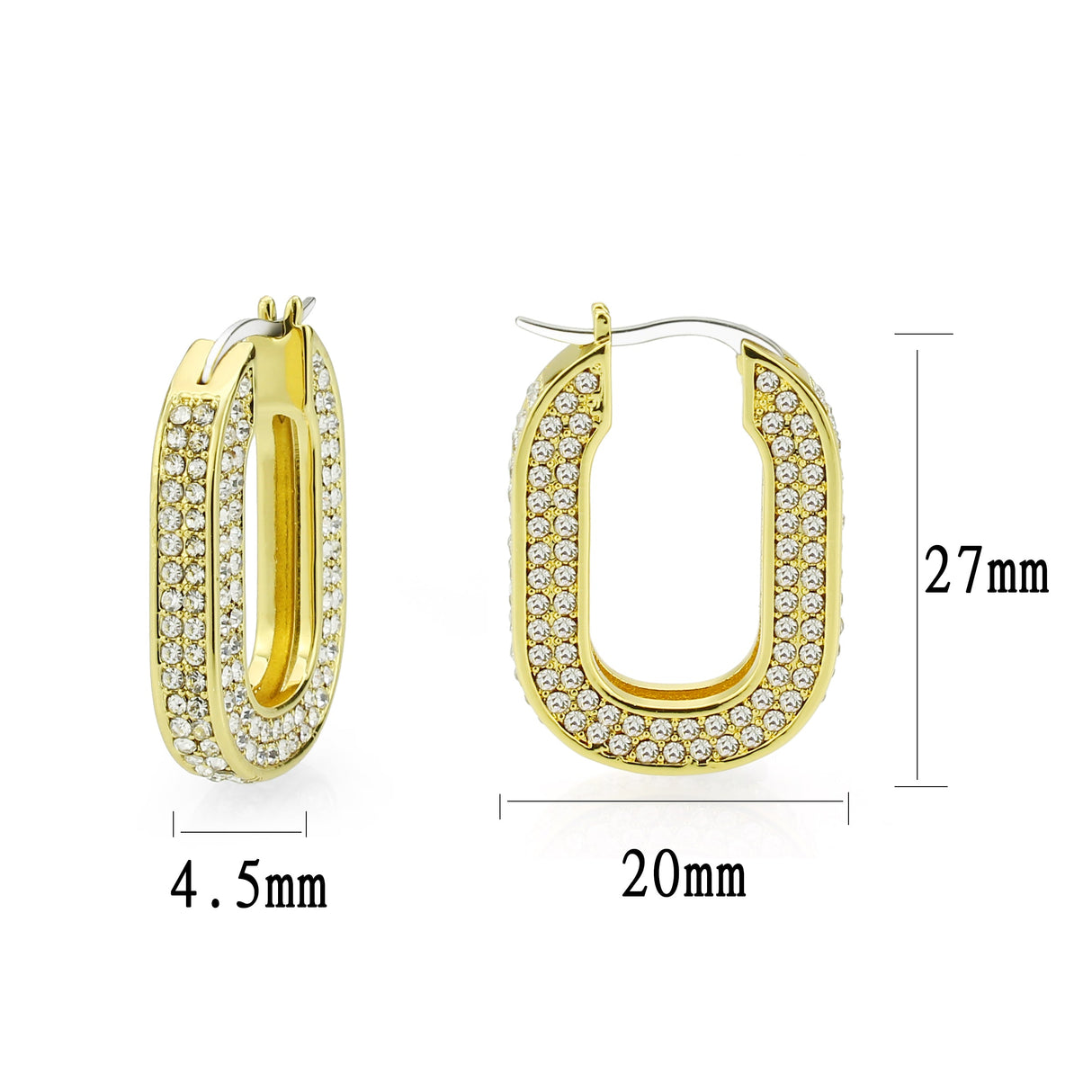 Flash Gold Brass Earring with Top Grade Crystal in Clear