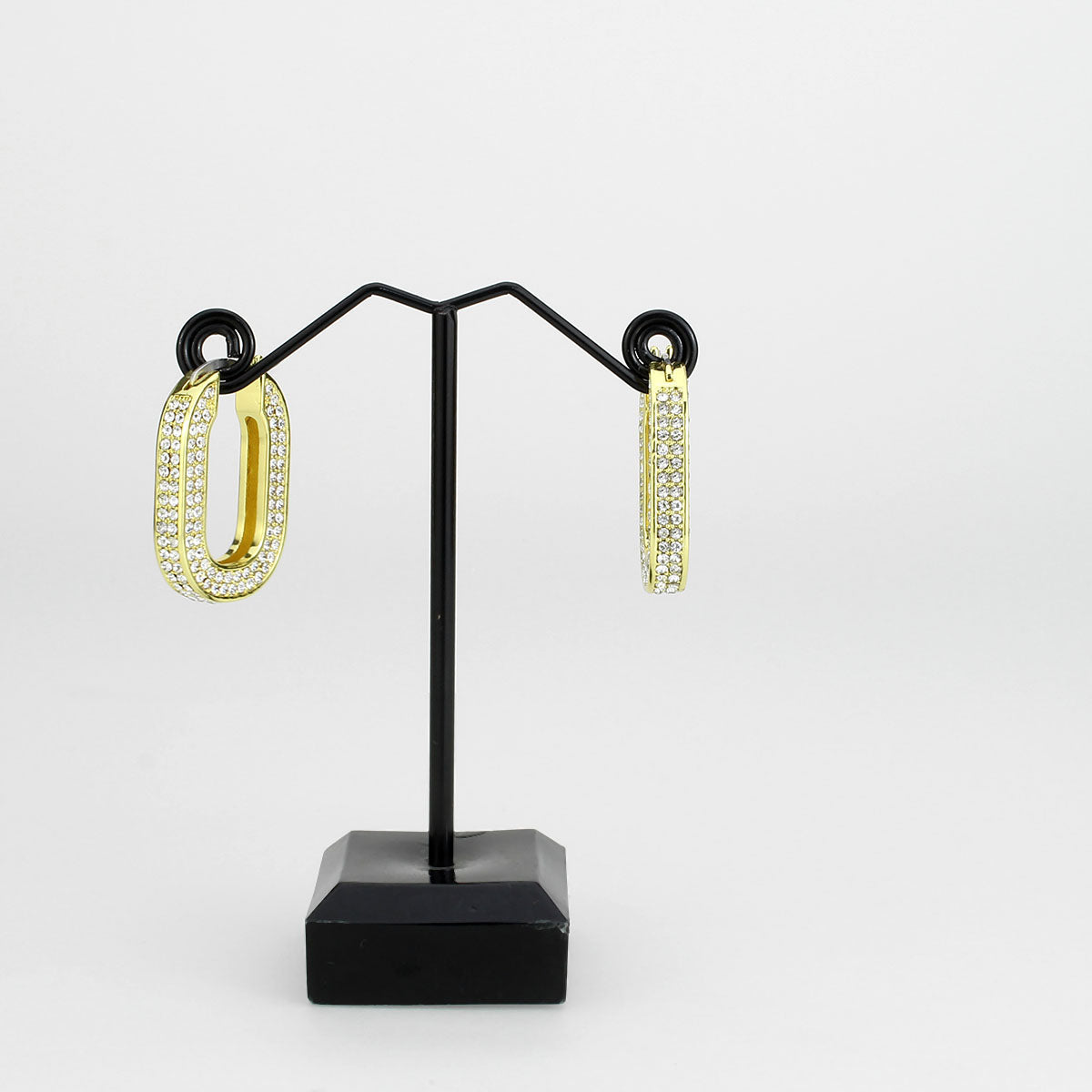 Flash Gold Brass Earring with Top Grade Crystal in Clear
