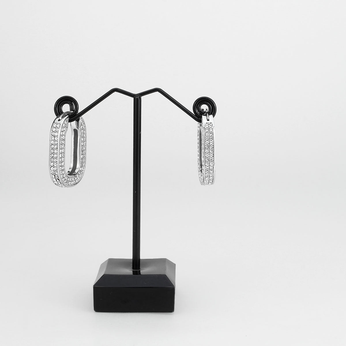 Imitation Rhodium Brass Earring with Top Grade Crystal in Clear