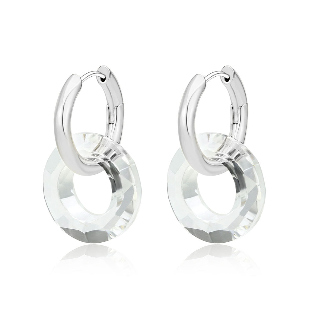 Imitation Rhodium Brass Earring with Synthetic in Clear