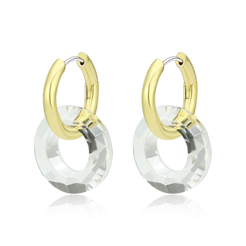 Flash Gold Brass Earring with Synthetic in Clear