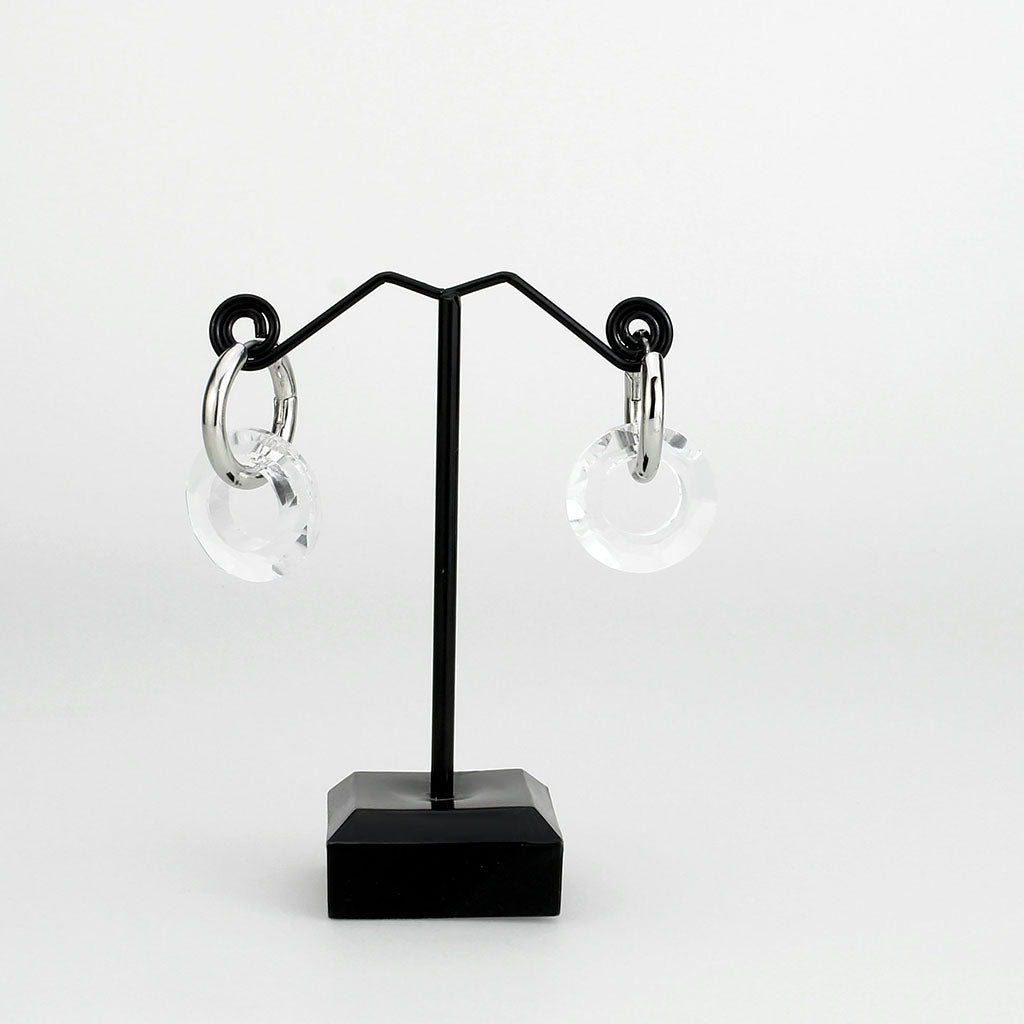 Imitation Rhodium Brass Earring with Synthetic in Clear