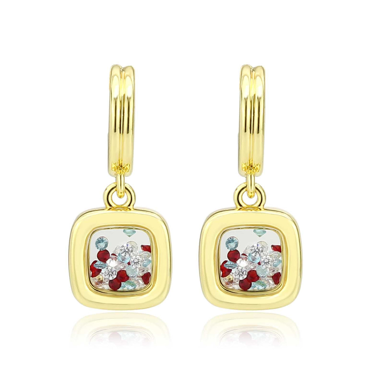 Flash Gold Brass Earring with AAA Grade CZ in MultiColor