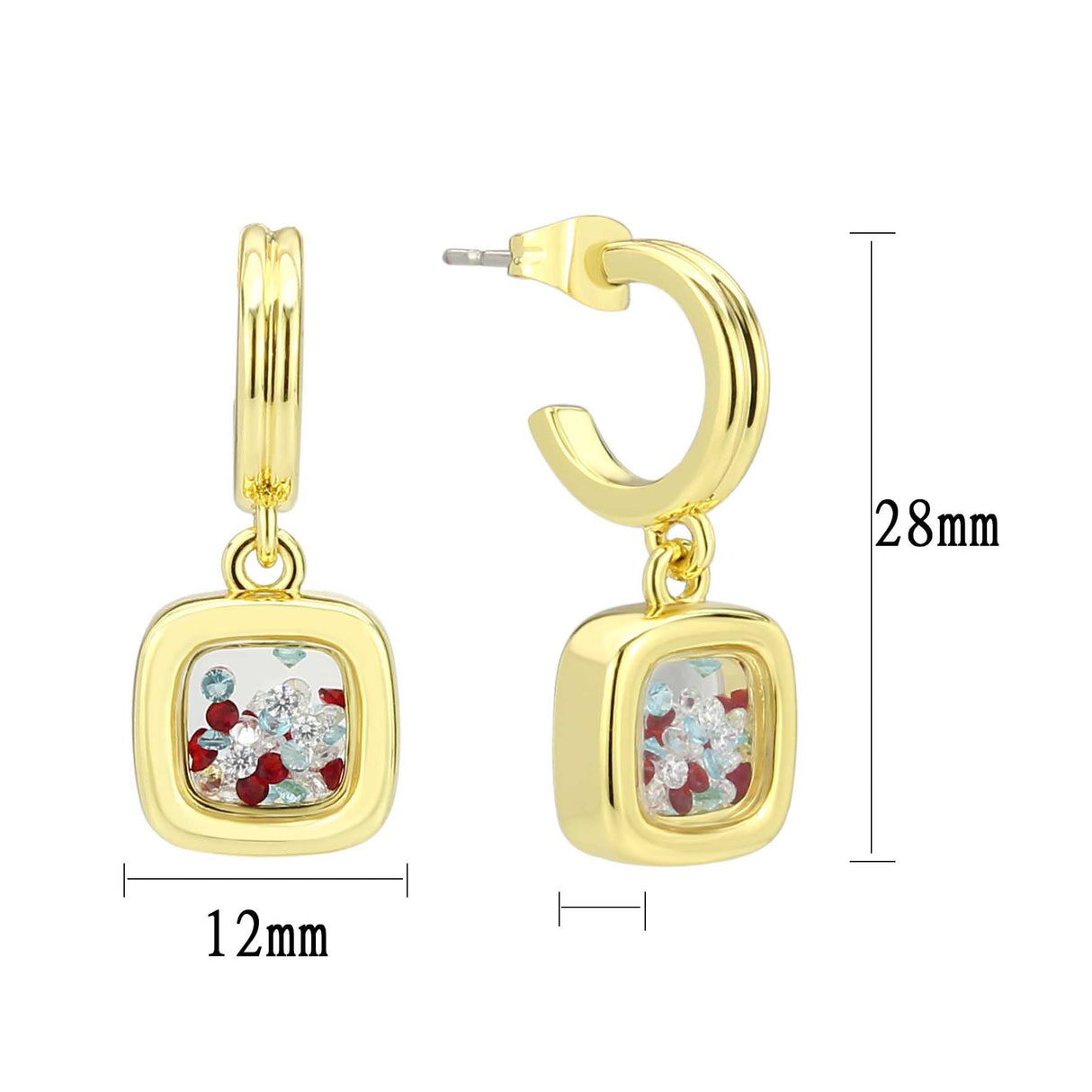 Flash Gold Brass Earring with AAA Grade CZ in MultiColor