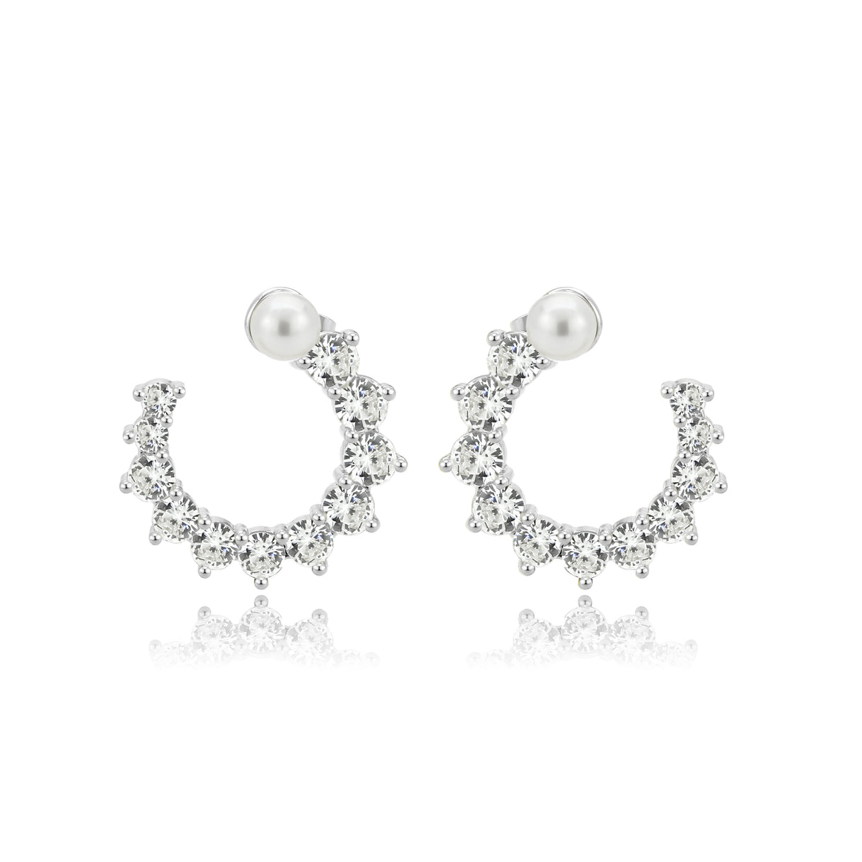 Imitation Rhodium Brass Earring with AAA Grade CZ in Clear