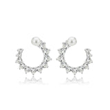 Imitation Rhodium Brass Earring with AAA Grade CZ in Clear