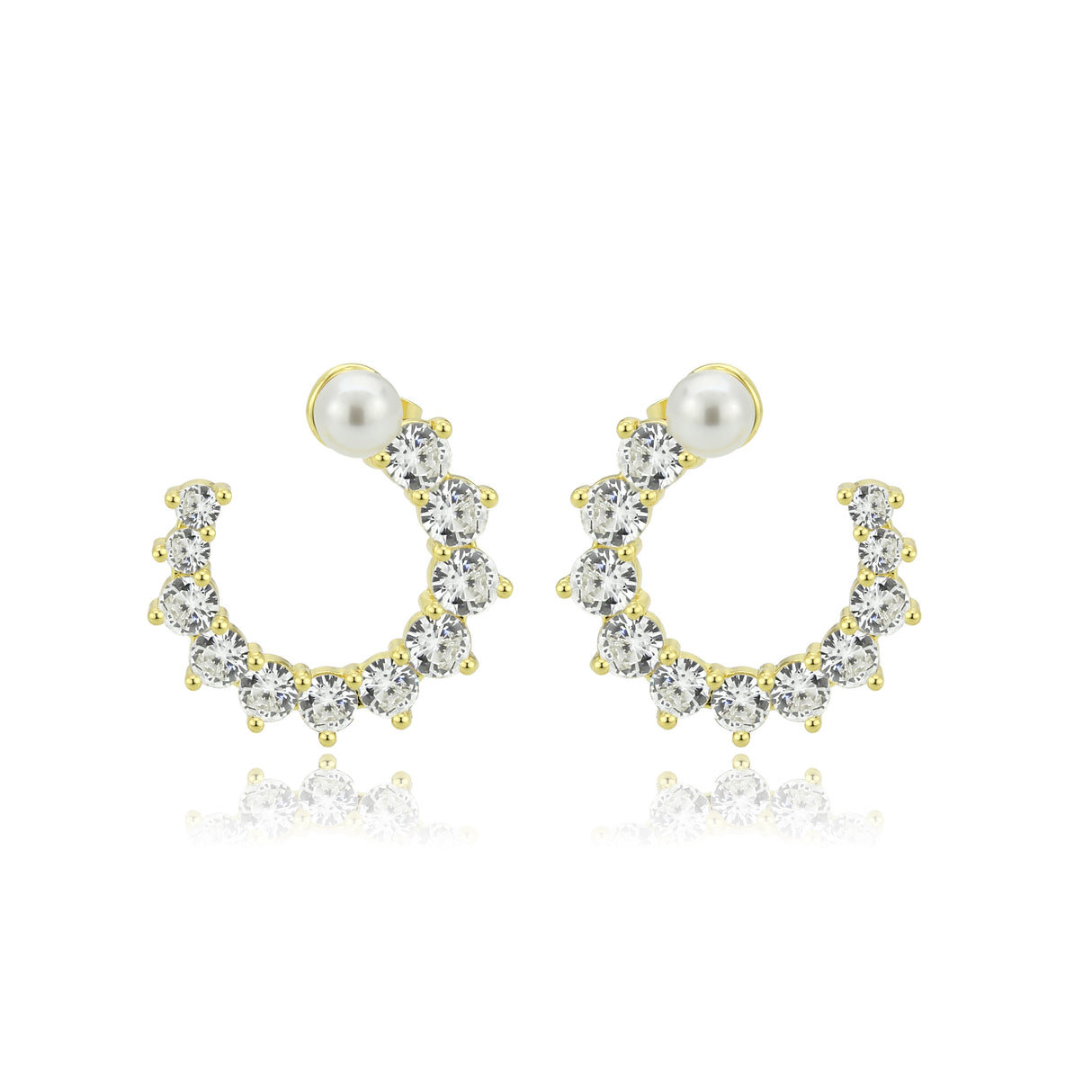 Flash Gold Brass Earring with AAA Grade CZ in Clear