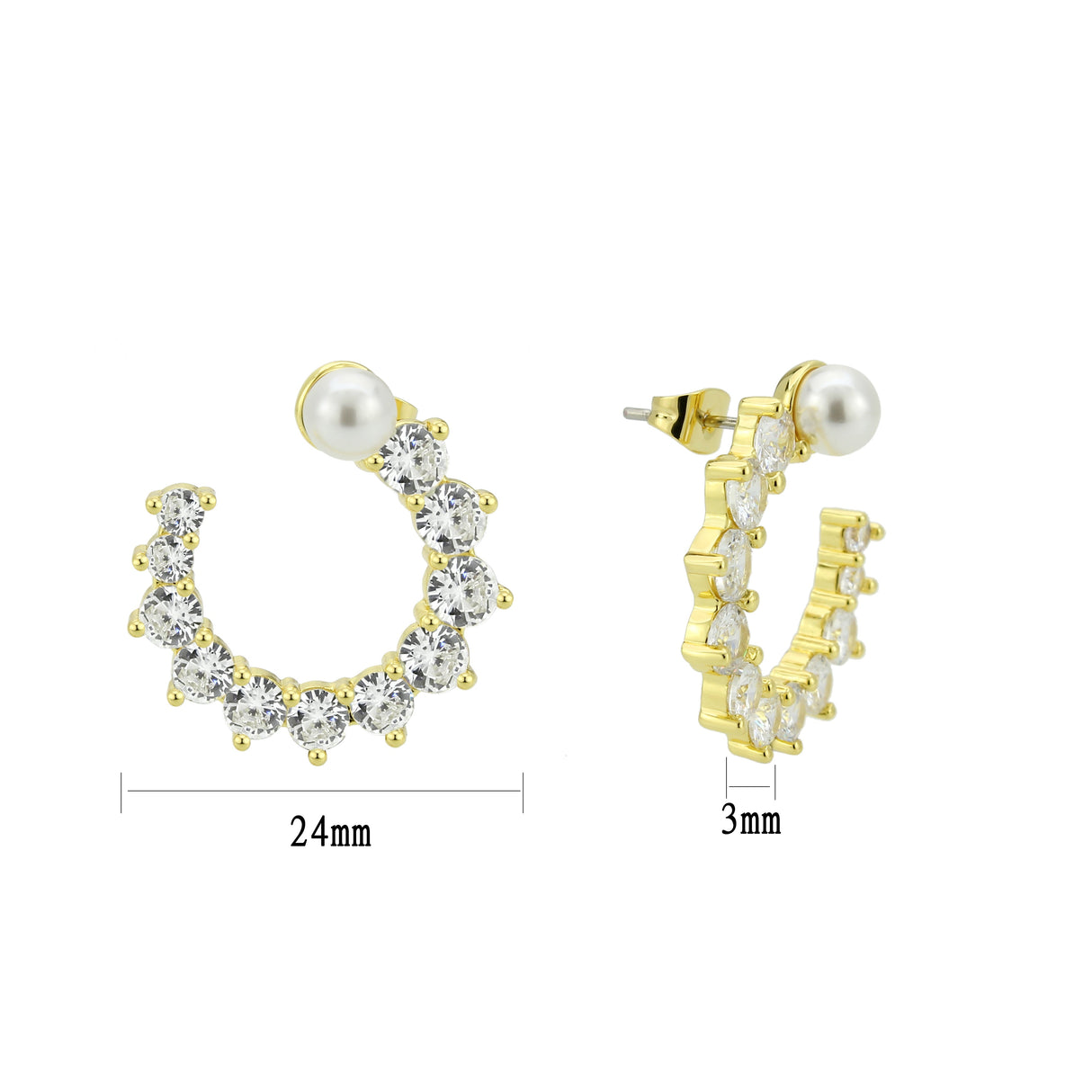 Flash Gold Brass Earring with AAA Grade CZ in Clear