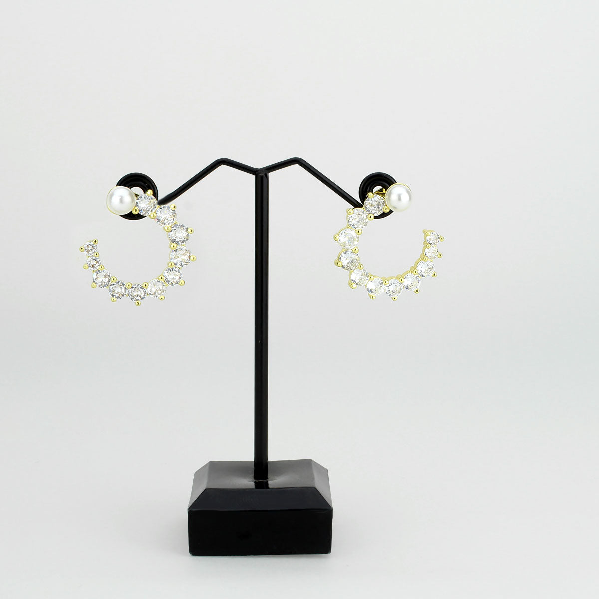 Flash Gold Brass Earring with AAA Grade CZ in Clear
